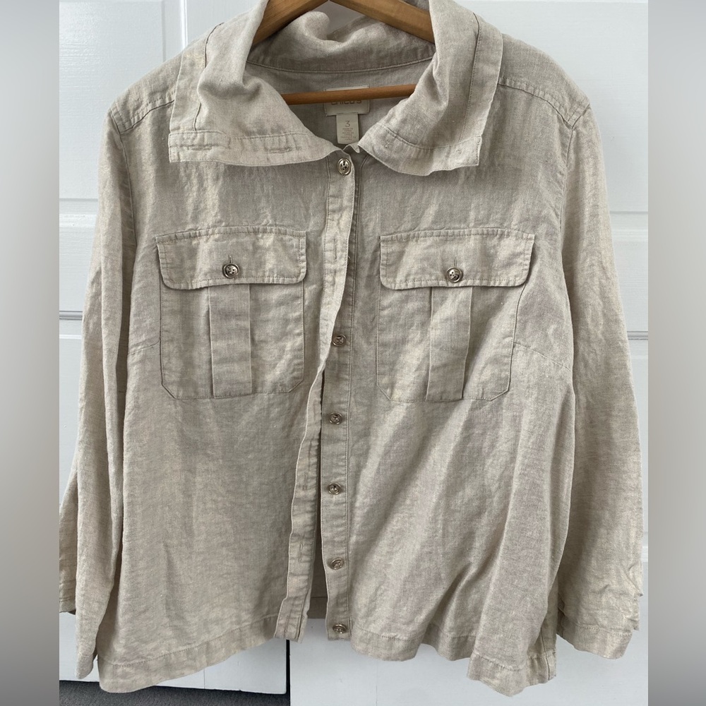 Women’s 100% linen button down shirt